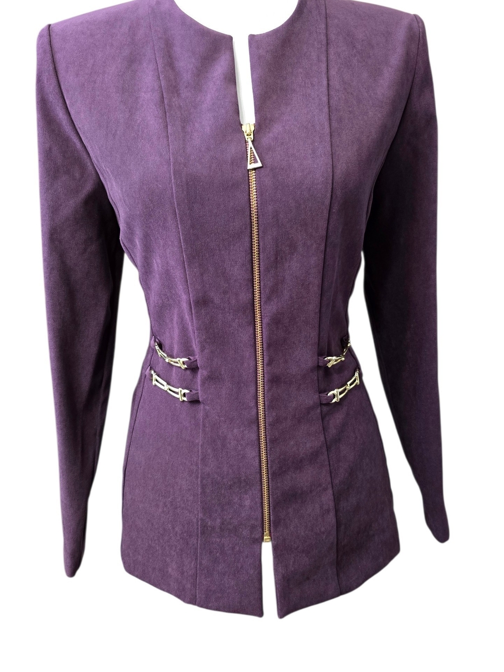Amanda Smith Purple Zip Front Blazer Medium